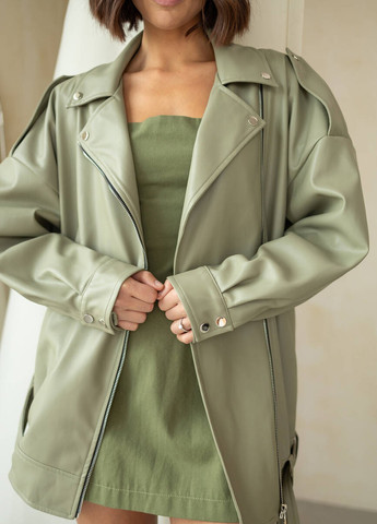 Оливкова демісезонна куртка косуха No Brand