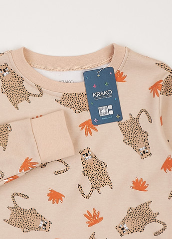 Бежевая всесезон пижама (лонгслив, брюки) лонгслив + брюки KRAKO