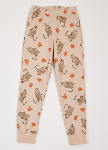 Бежевая всесезон пижама (лонгслив, брюки) лонгслив + брюки KRAKO