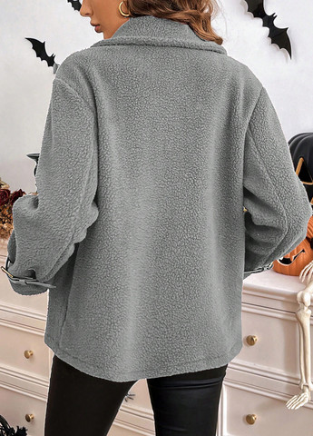 Серая зимняя куртка косуха SHEIN