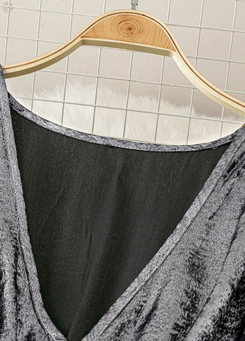 Срібна вечірня, кежуал сукня кльош, плісована SHEIN однотонна