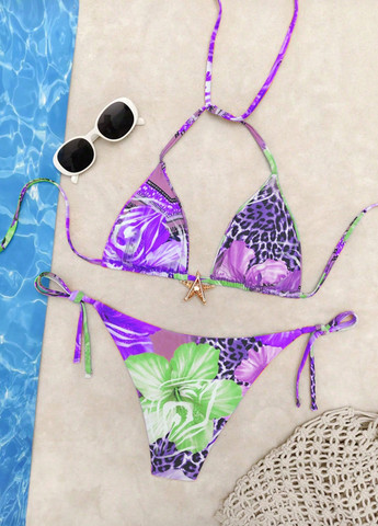 Комбинированный летний купальник (лиф, трусики) бикини, раздельный SHEIN