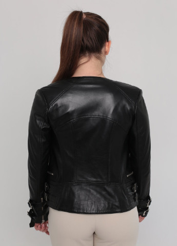 Чорна демісезонна куртка з натуральної шкіри nappa Valentini