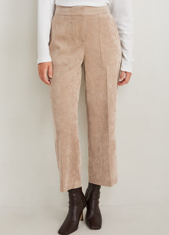 Бежевые кэжуал, классические демисезонные прямые, укороченные брюки C&A