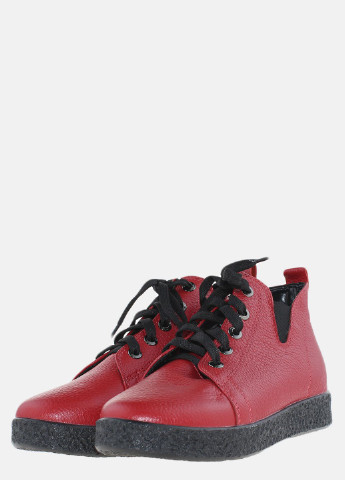 Красные женские ботинки со шнурками