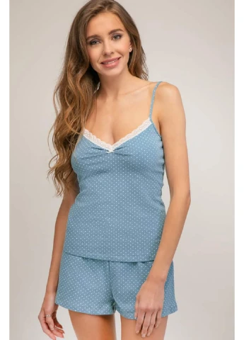 Голубая всесезон хлопковая комфортна майка из линии адриатик pretty dots 3174 с Kleo