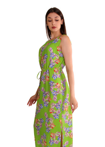 Лайм кэжуал ровное платье из штапеля с цветочным принтом . производство украина. Anna Dali с цветочным принтом