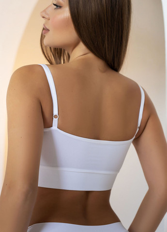 Белый демисезонный комплект (топ, трусики стринги) в рубчик TOTALFIT