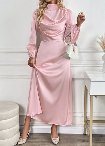 Светло-розовое коктейльное, праздничный платье футляр SHEIN однотонное