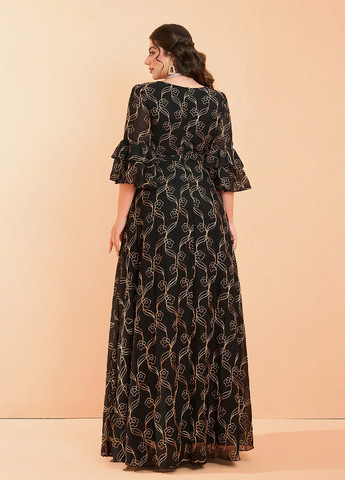 Чорна кежуал сукня а-силует SHEIN з квітковим принтом