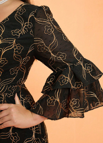 Чорна кежуал сукня а-силует SHEIN з квітковим принтом