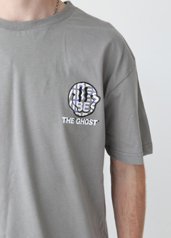 Серая футболка мужская серая широкая с принтом на спине JEANSclub Свободная