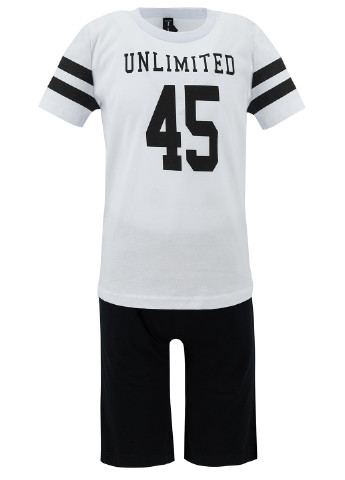 Комплект(шорти, футболка) DeFacto з шортами чорно-білий спортивний бавовна, трикотаж