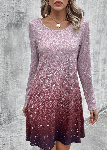 Комбинированное кэжуал платье а-силуэт SHEIN градиентное ("омбре")