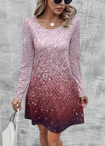 Комбинированное кэжуал платье а-силуэт SHEIN градиентное ("омбре")