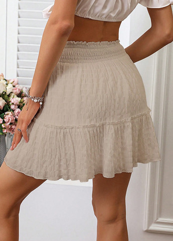 Бежевая кэжуал однотонная юбка SHEIN а-силуэта (трапеция)