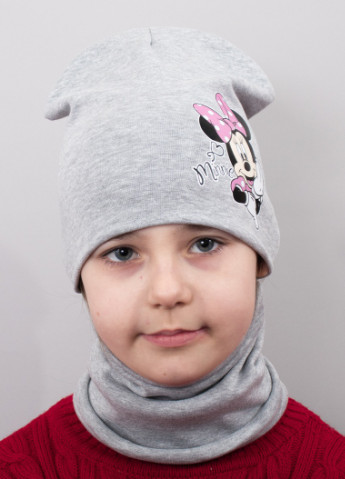Детская шапка с хомутом КАНТА "Minnie" размер 48-52 серый (OC-835) Канта (220180380)