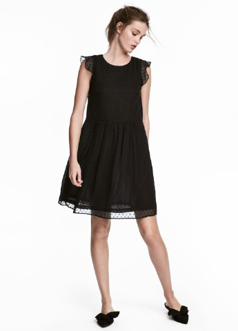 Черное кэжуал платье клеш H&M в горошек