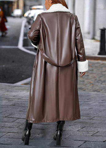 Коричневе зимнє Пальто двобортне SHEIN