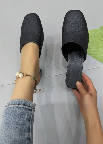 Черные мюли SHEIN на среднем каблуке