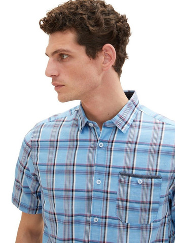 Голубой кэжуал рубашка в клетку Tom Tailor