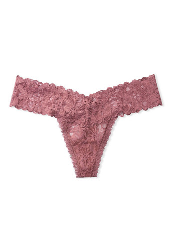 Труси Victoria's Secret тонг однотонні рожево-коричневі повсякденні поліамід