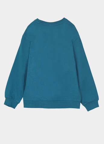 Piazza Italia свитшот однотонный морской волны спортивный, кэжуал хлопок, трикотаж