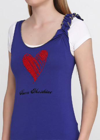 Темно-синя літня футболка Moschino