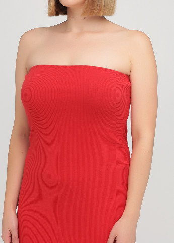 Красное кэжуал платье бандо H&M однотонное