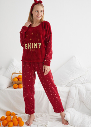 Красная всесезон пижама (кофта, брюки, повязка на голову) кофта + брюки Pijamoni