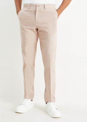 Бежевые кэжуал демисезонные зауженные, чиносы брюки C&A