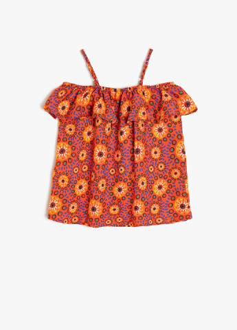 Оранжевая с рисунком блузка KOTON летняя
