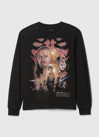 Лонгслів Gap персонажі чорний кежуали бавовна, трикотаж