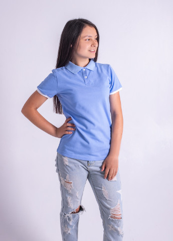 Голубой женская футболка-футболка поло женская TvoePolo однотонная