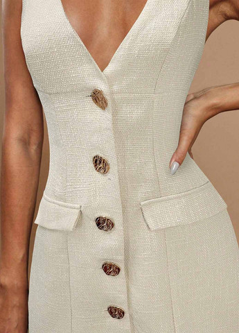 Кремовое коктейльное, кэжуал платье SHEIN однотонное