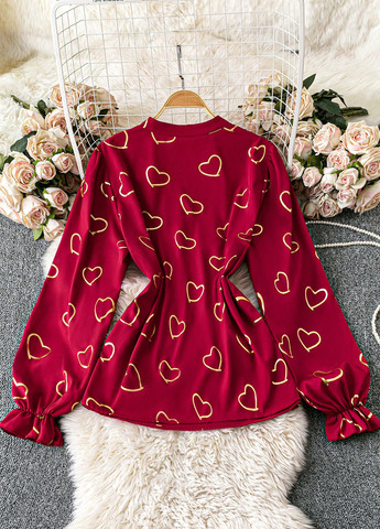 Вишнёвая блуза SHEIN