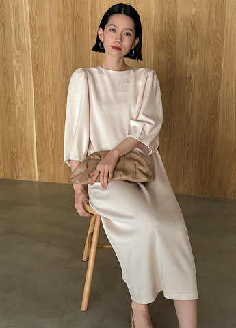 Кремова кежуал сукня а-силует SHEIN однотонна