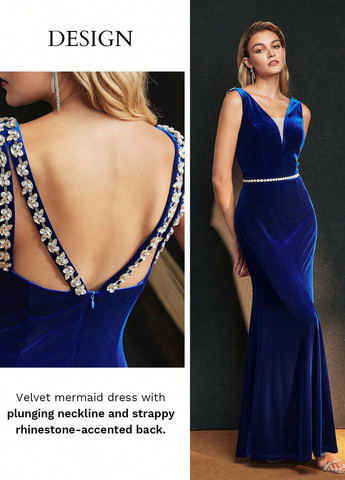 Синее вечернее платье годе SHEIN однотонное