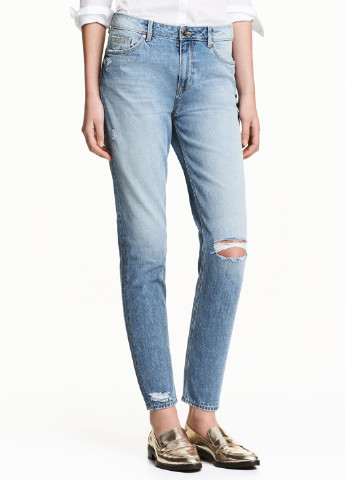 Голубые демисезонные зауженные, укороченные джинсы H&M