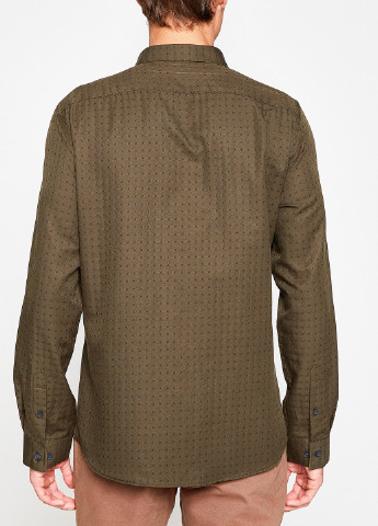 Оливковая кэжуал рубашка с геометрическим узором KOTON