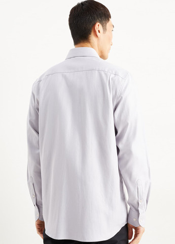 Светло-серая кэжуал, классическая рубашка однотонная C&A