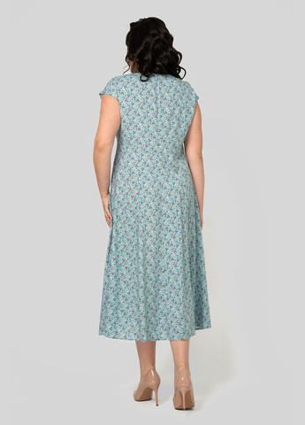 Мятное кэжуал платье а-силуэт A'll Posa с цветочным принтом