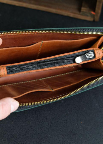 Шкіряний гаманець клатч на круговій блискавці з ремінцем Berty (253862941)