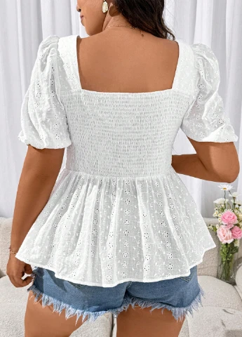 Біла блуза з баскою SHEIN