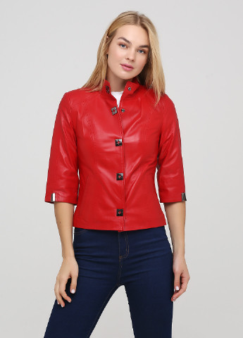 Червона демісезонна куртка шкіряна Leather Factory