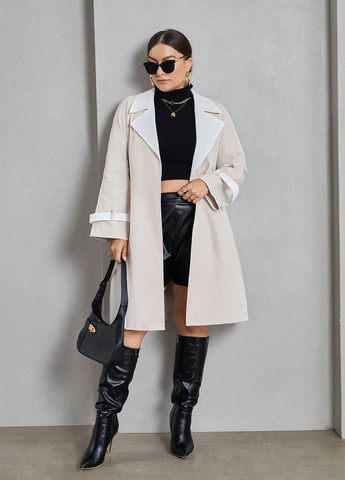 Плащ SHEIN тренчкот без застежки демисезон (330763217)