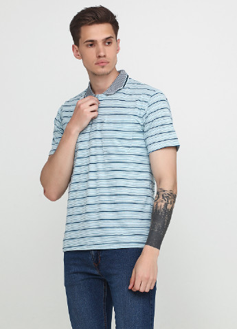 Бледно-бирюзовая футболка-поло для мужчин Mtns Fashion в полоску