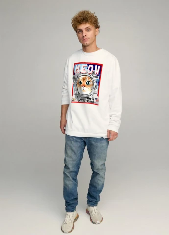Білий світшот чоловічий oversize /no flis/ YAPPI малюнок (251791427)