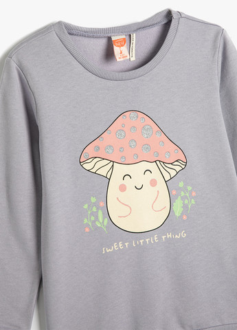 KOTON свитшот рисунок лиловый кэжуал хлопок, трикотаж