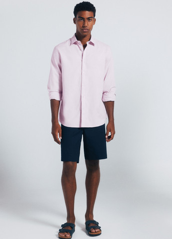 Светло-розовая классическая, кэжуал рубашка однотонная Springfield